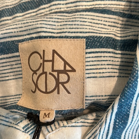 NWT, Chaser, women’s Beachy striped linen button down shirt, collared, LS - Picture 11 of 11